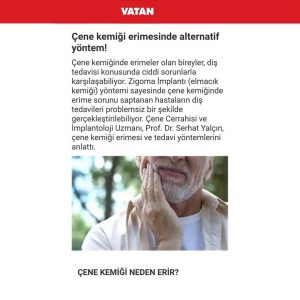 Prof. Dr. Serhat Yalçın, Zigoma İmplant İle İlgili Röportajıyla Vatan’da