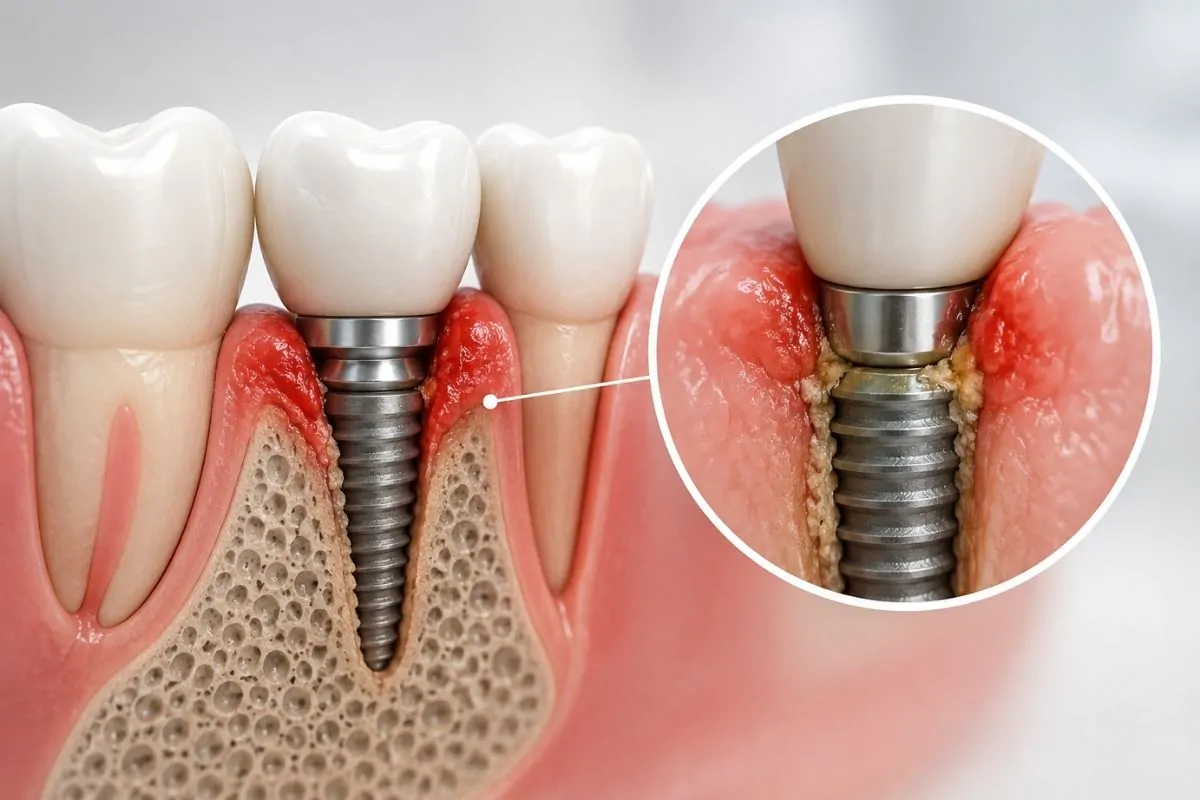 Peri-implantitis: implant çevresinde iltihap ve kemik kaybı